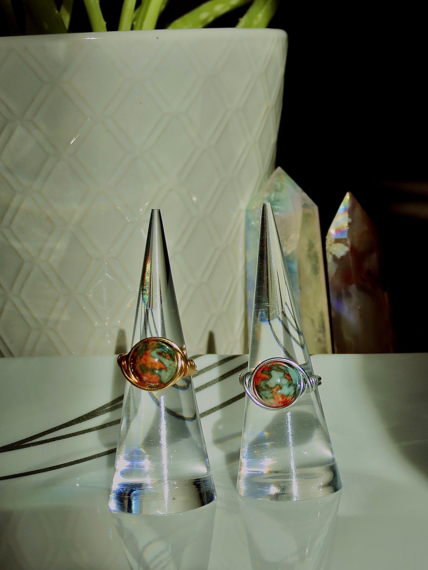 orange ocean jade ring