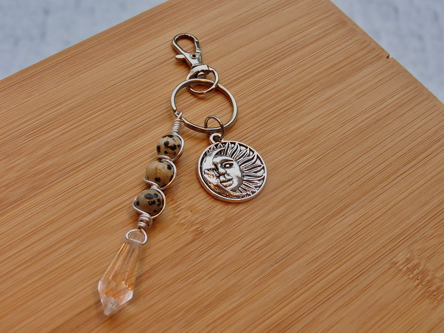 dalmatian jasper keychain