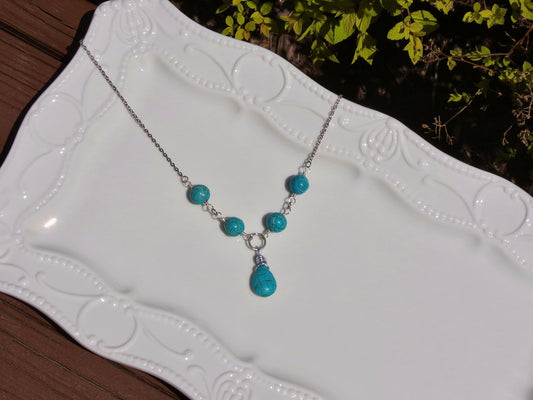 turquoise stone drop necklace