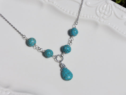 turquoise stone drop necklace