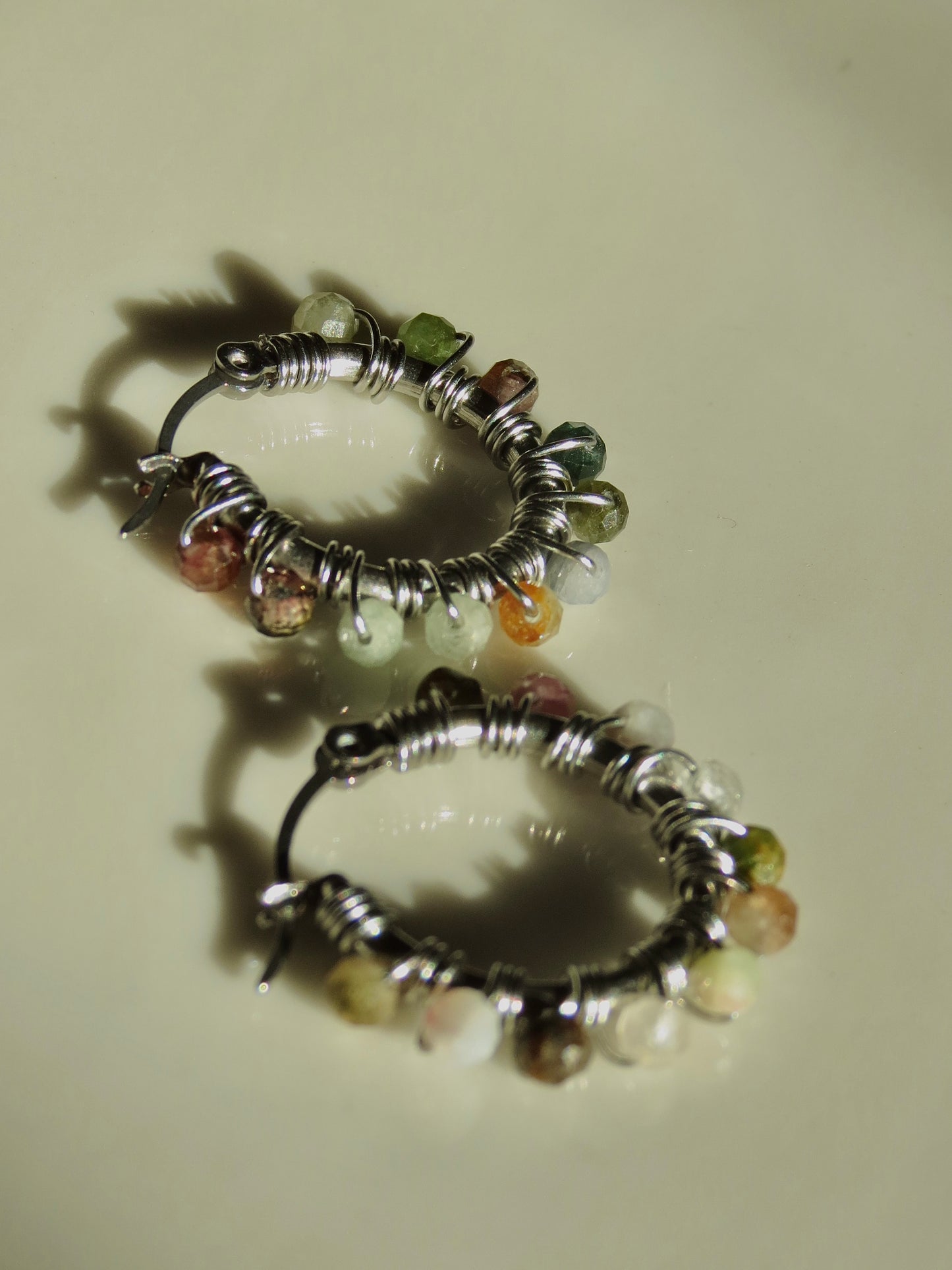 tourmaline wrapped hoops