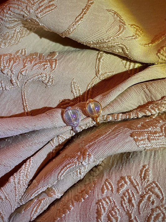 angel aura quartz ring