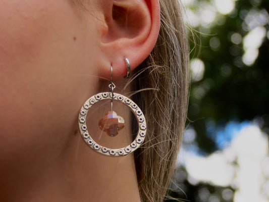 iridescent clover dangle earrings